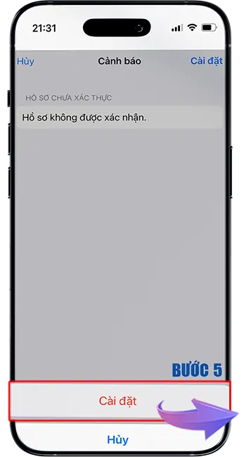 Bước 5: Xác nhận cài đặt ứng dụng